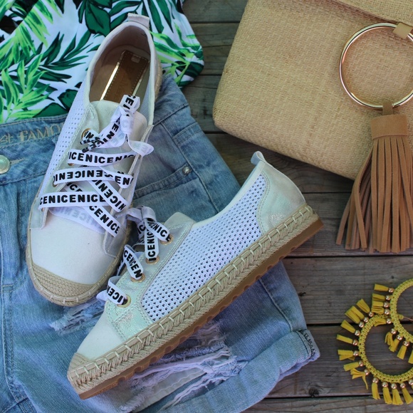 🚨LAST PAIR//The Kendall//White Espadrille Sneaker - Picture 7 of 8